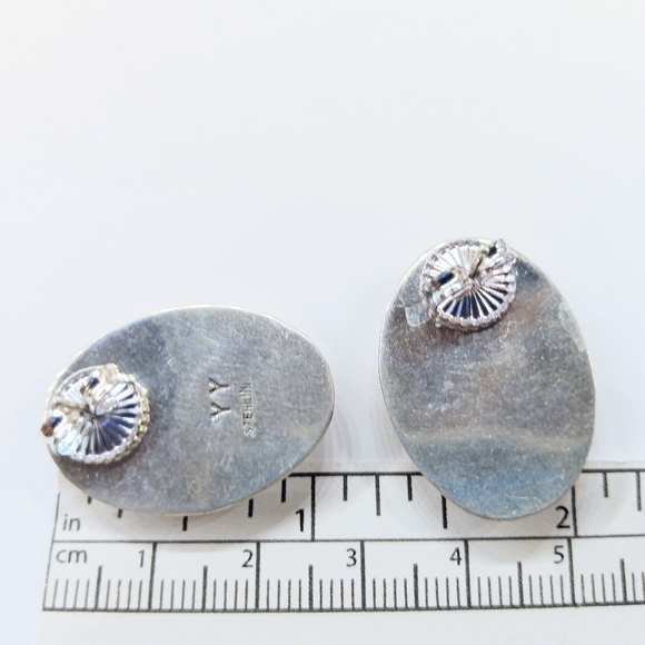 Navajo Yazzi Sterling Gemstone Earrings - Picture 2 of 3